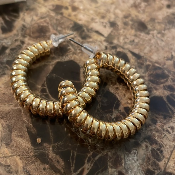 Spiral Gold Hoops - Picture 8 of 12